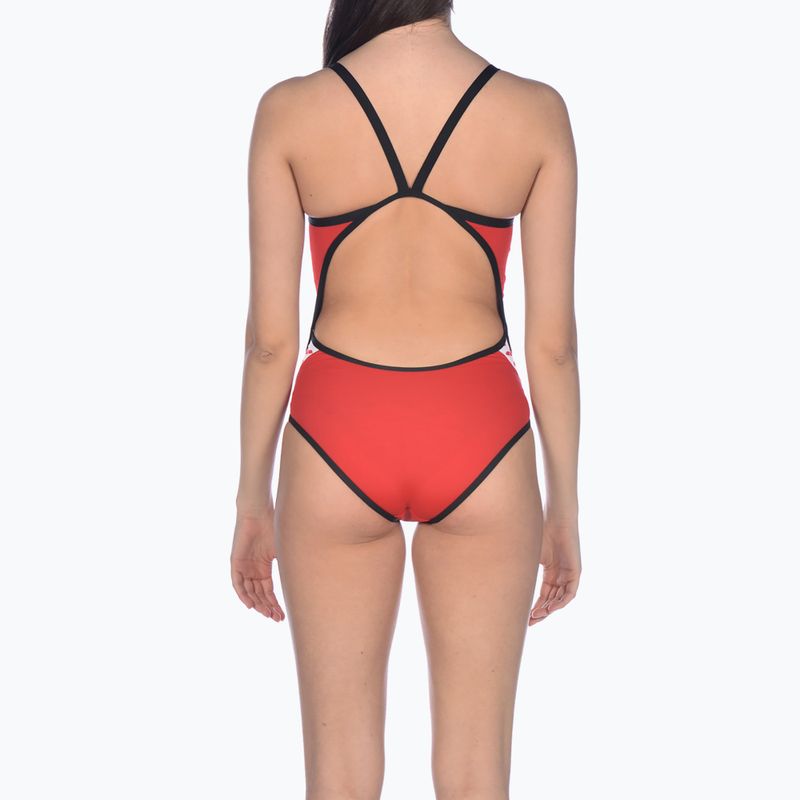 Costume da bagno intero donna arena Team Stripe Super Fly Back One Piece rosso/nero 6