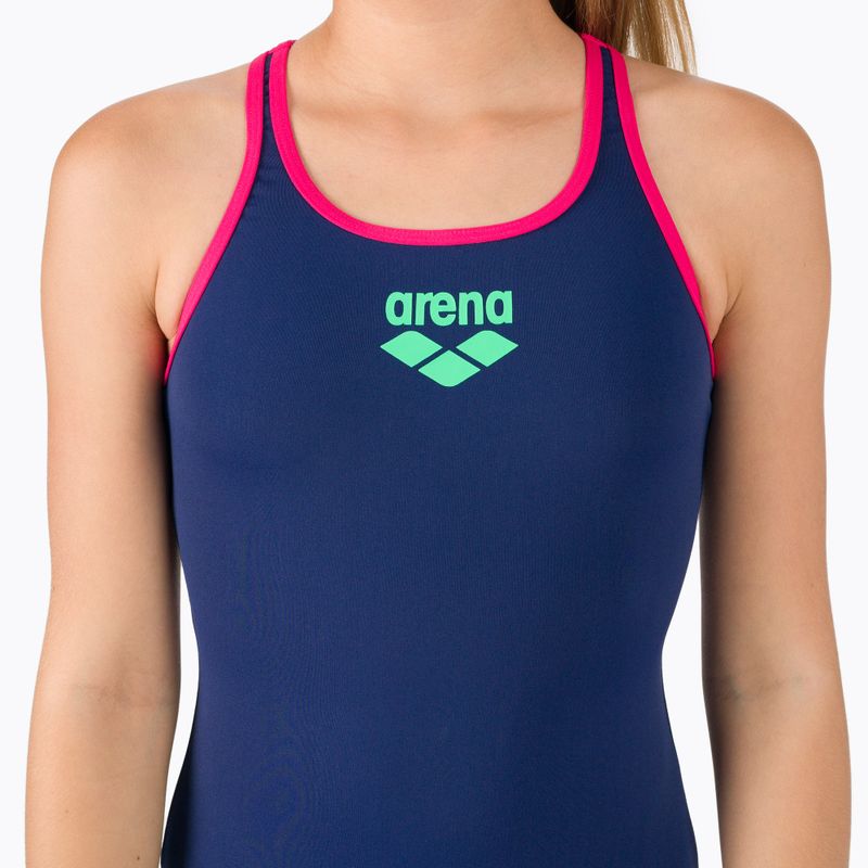 Costume da bagno per bambini arena Biglogo Swim Pro Back One Piece navy/freak rose 4