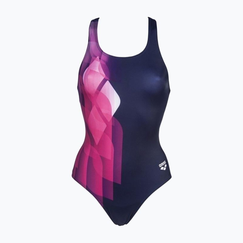 Costume da bagno intero donna arena Mirrors Swim Pro Back One Piece L navy/freak rose 4