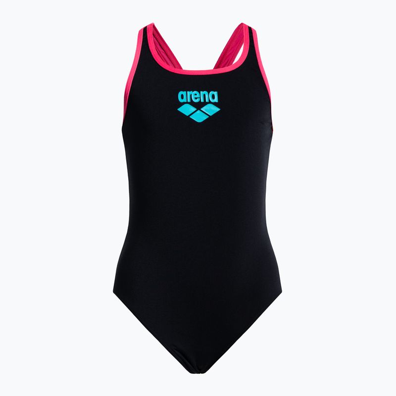 Costume da bagno per bambini arena Biglogo Swim Pro Back One Piece nero/freak rose