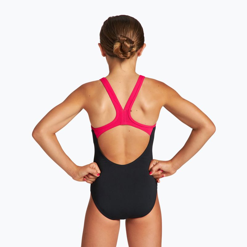 Costume da bagno per bambini arena Biglogo Swim Pro Back One Piece nero/freak rose 7