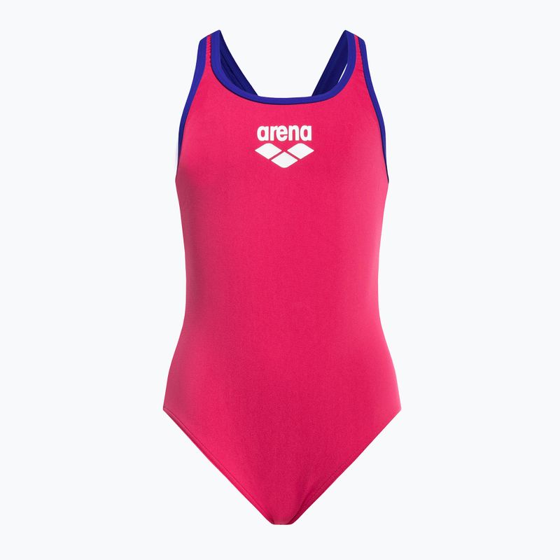 Costume da bagno per bambini arena Biglogo Swim Pro Back One Piece freak rosa/blu neon