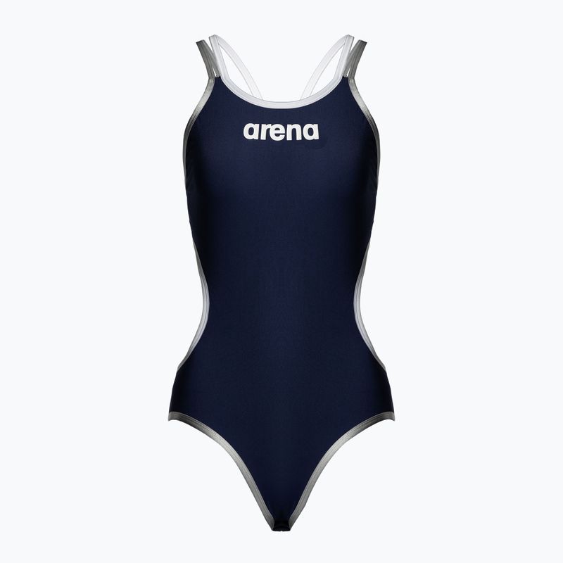 Costume intero donna arena One Double Cross Back One Piece navy/bianco/argento