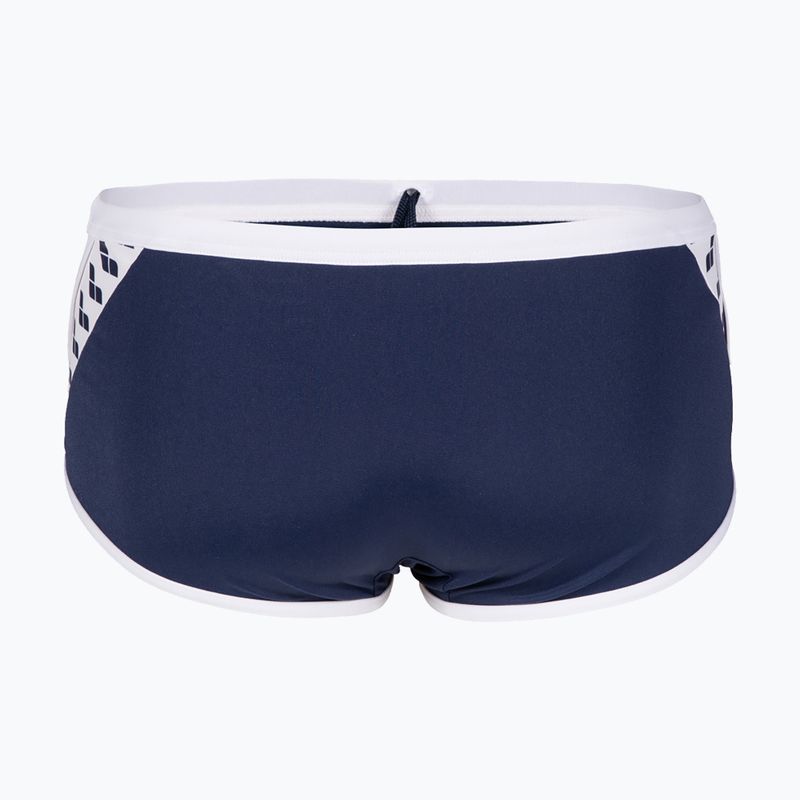 Uomo arena Icons Swim Short a vita bassa Slip da bagno solido bianco/marino 5