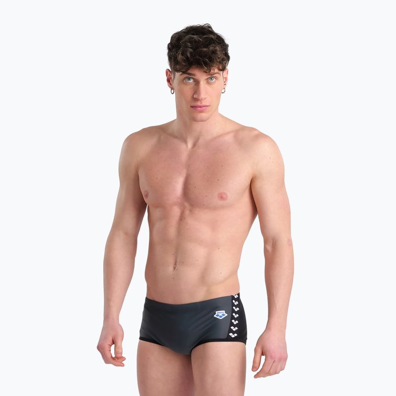 Boxer a vita bassa a pannello corto da uomo arena Icons Swim asfalto/nero 6