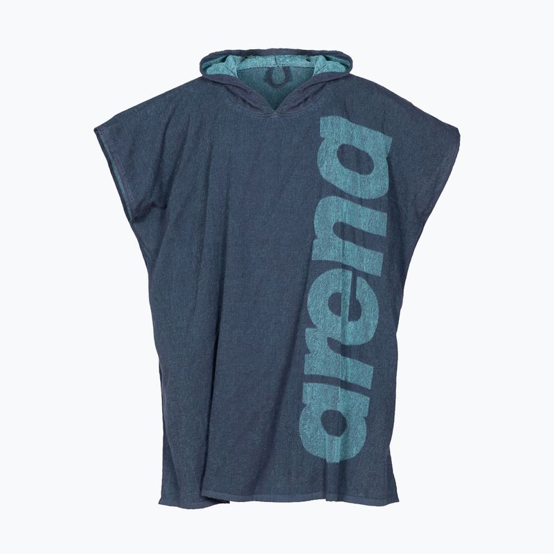 Arena Big Logo Poncho con cappuccio mélange navy/sky