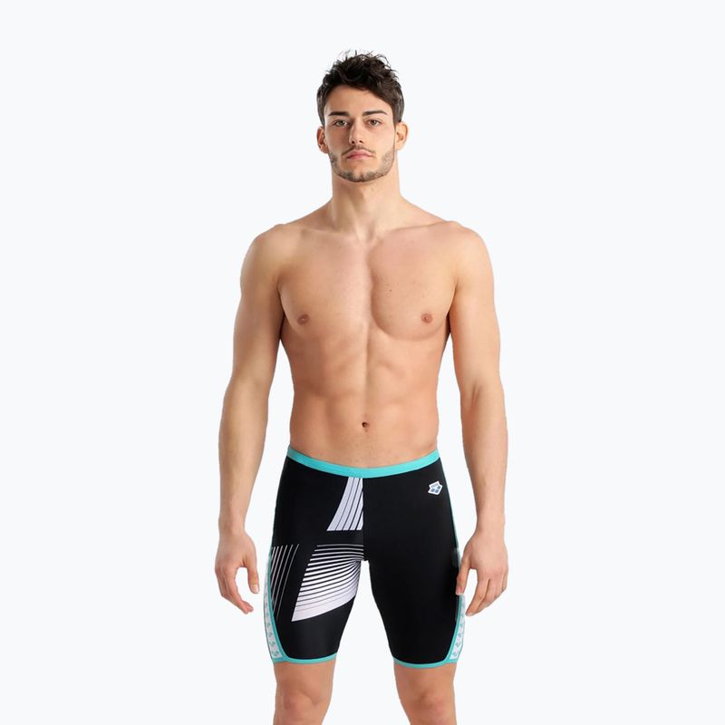 Uomo arena Icons Swim Jammer Logo nero/bianco/blu diamante 5