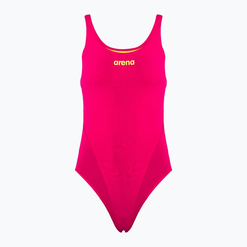 Costume intero donna arena Team Swim Tech Solid freak rosa/verde tenue