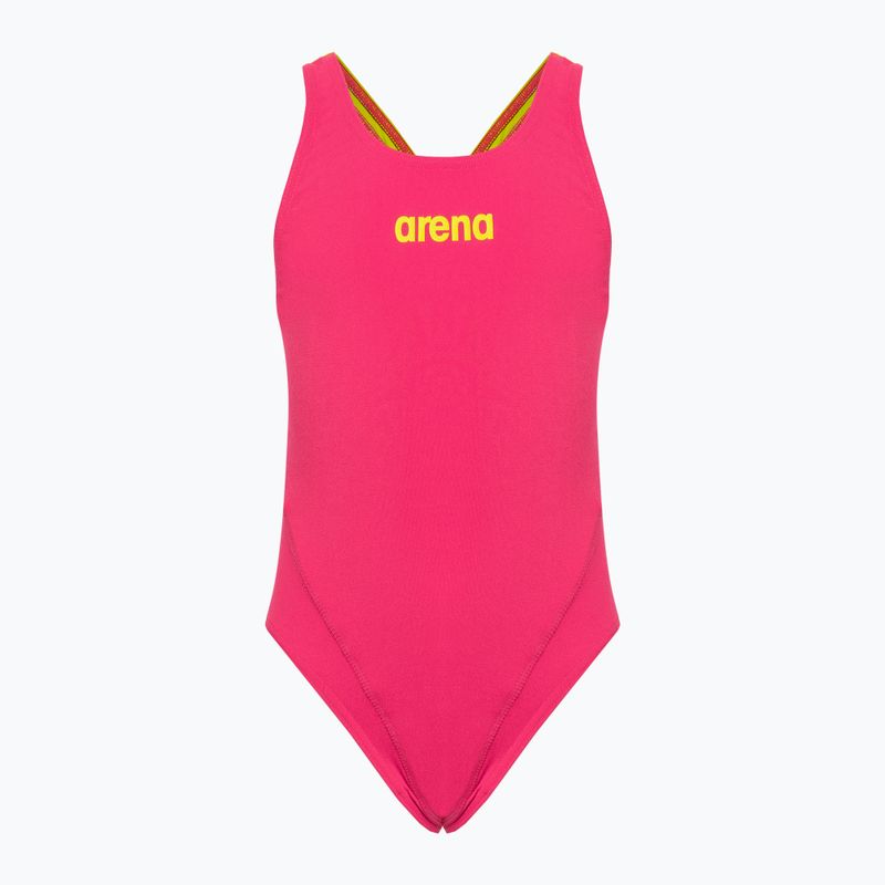 Costume intero Arena Team Swim Tech Solid freak rosa/verde tenue per bambino