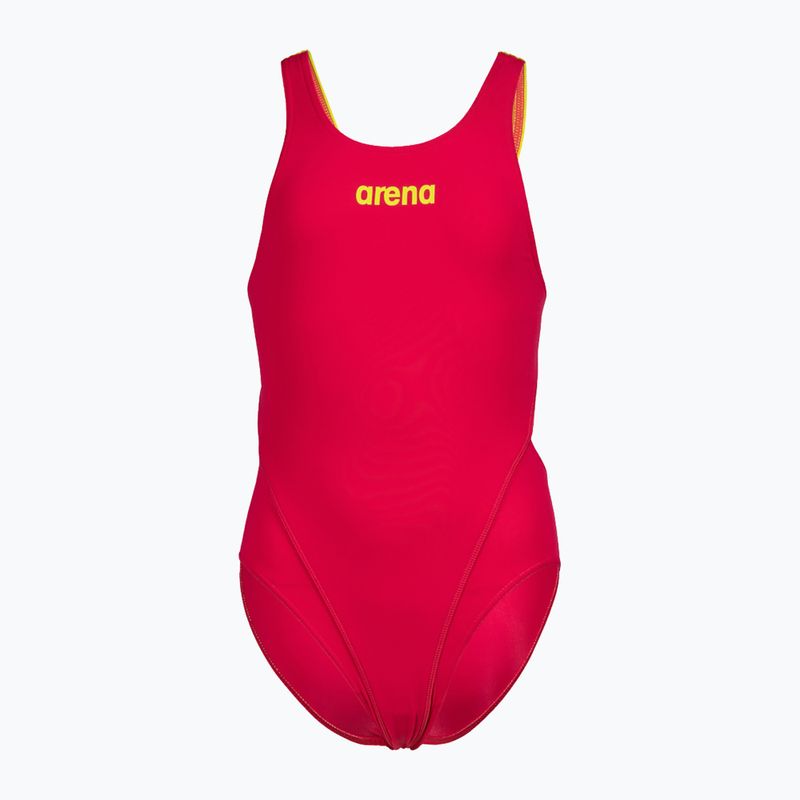 Costume intero Arena Team Swim Tech Solid freak rosa/verde tenue per bambino 4
