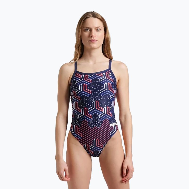 Costume intero da donna arena Kikko Pro Swimsuit Challenge Back navy/team redwhiteblue