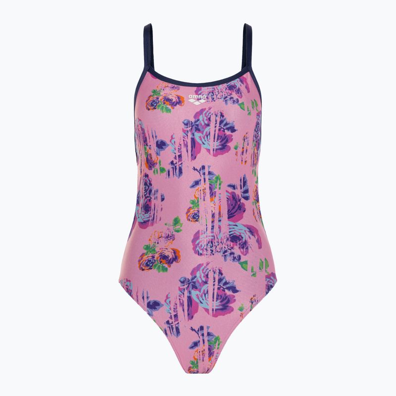 Costume da bagno intero donna arena Rose Texture Swimsuit Xcross Back multi rosa/navy