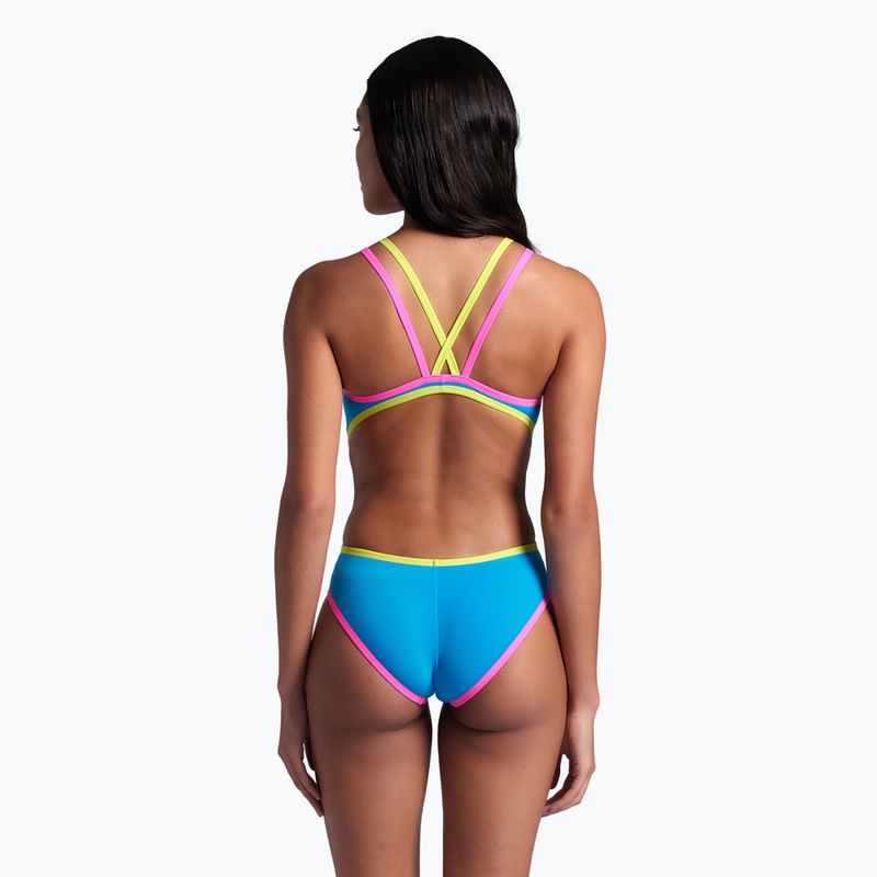 Costume intero donna arena One Double Cross Back One Piece turchese/rosa fluo/verde tenue 8