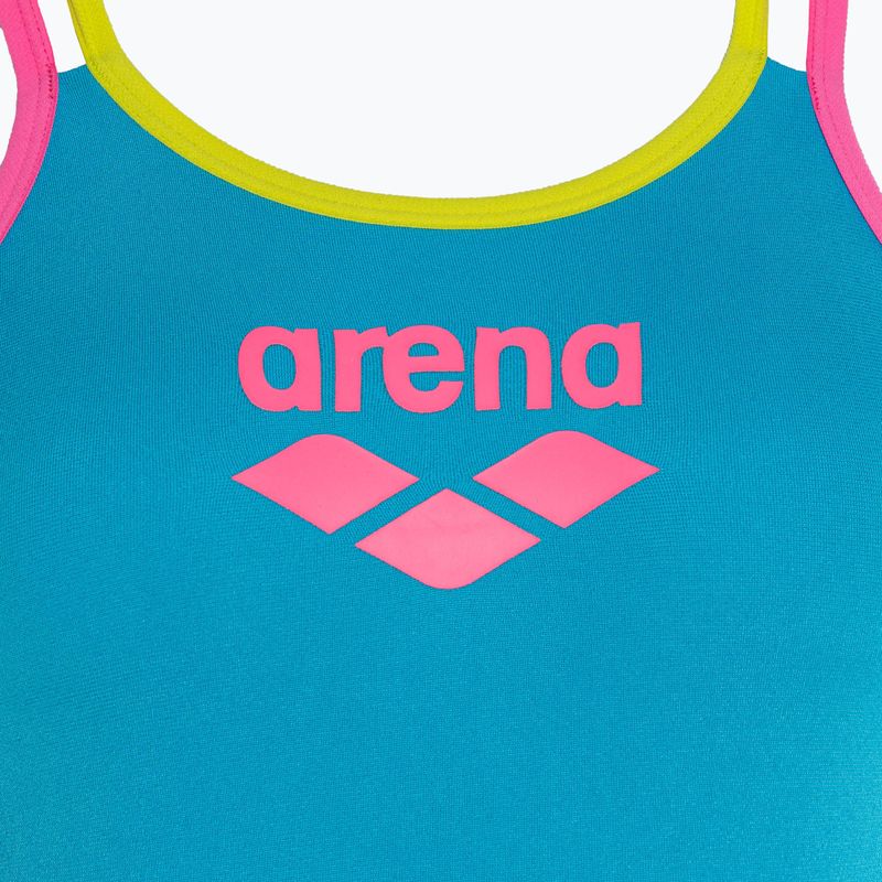 Costume intero donna arena One Double Cross Back One Piece turchese/rosa fluo/verde tenue 3