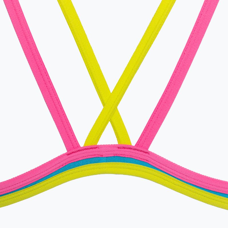 Costume intero donna arena One Double Cross Back One Piece turchese/rosa fluo/verde tenue 5