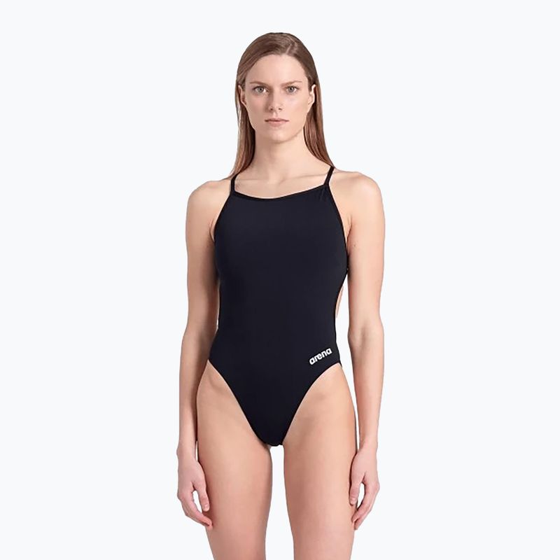 Costume da bagno intero donna arena Lace Back Solid nero/bianco 5