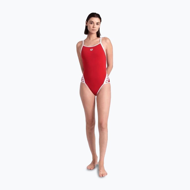 Costume da bagno intero donna arena Icons Super Fly Back Solid rosso / bianco 2