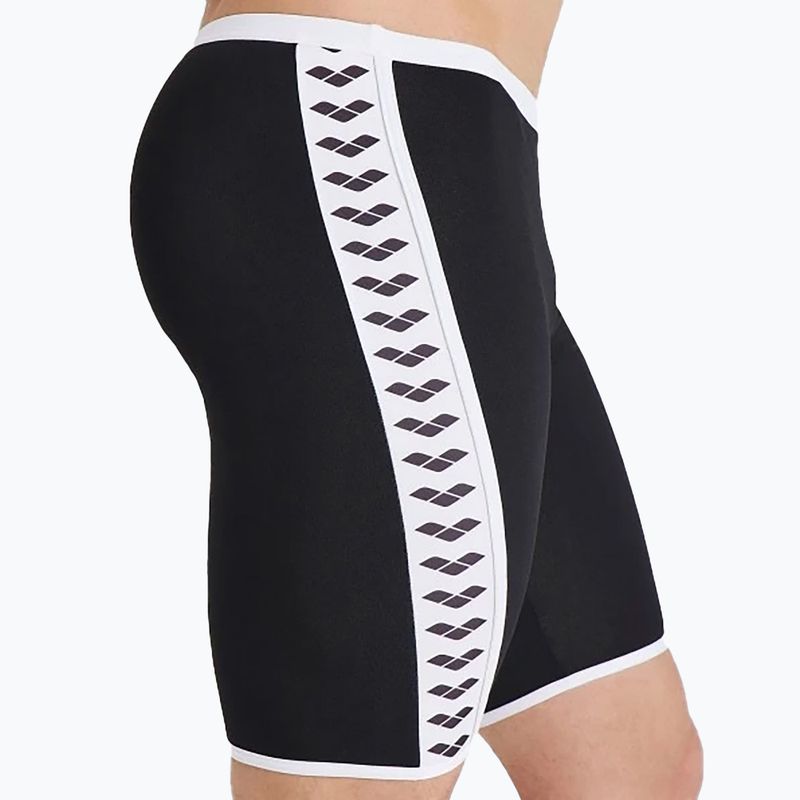 Maglia da nuoto arena Icons da uomo tinta unita nero/bianco 4
