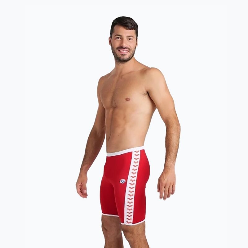 Maglia da nuoto arena Icons da uomo tinta unita rosso/bianco 5