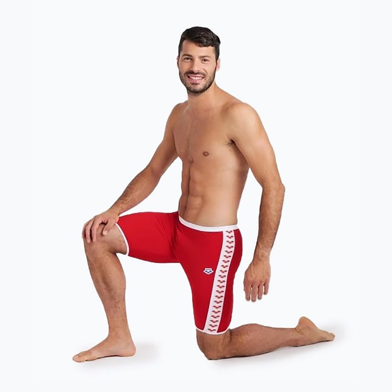 Maglia da nuoto arena Icons da uomo tinta unita rosso/bianco 7