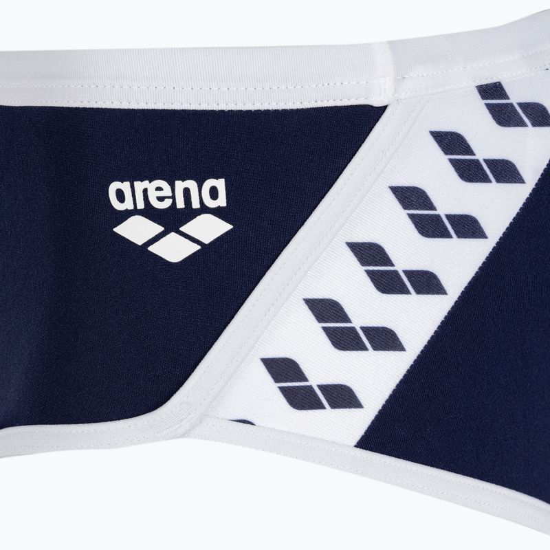 Uomo arena Icons Swim Short a vita bassa Slip da bagno solido bianco/marino 3