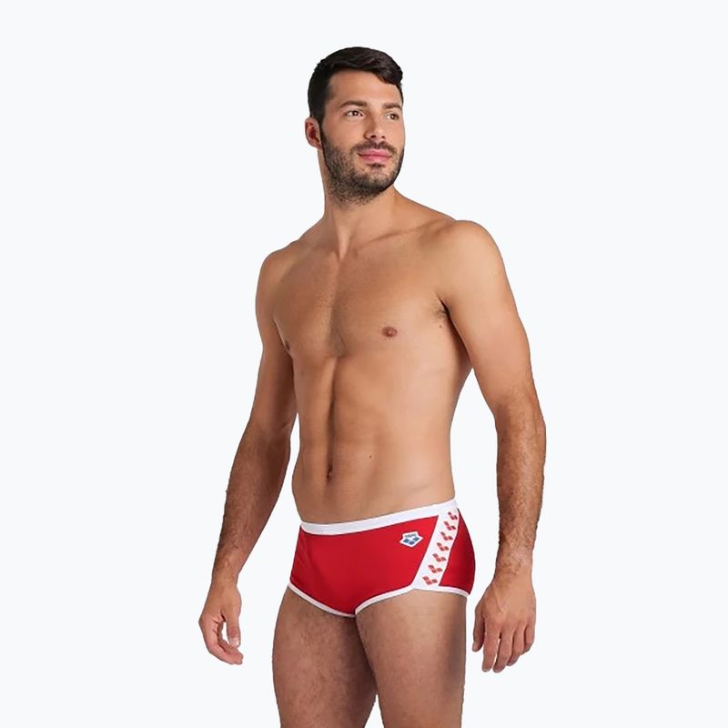 Uomo arena Icons Swim Short a vita bassa Slip da bagno solido rosso/bianco 4