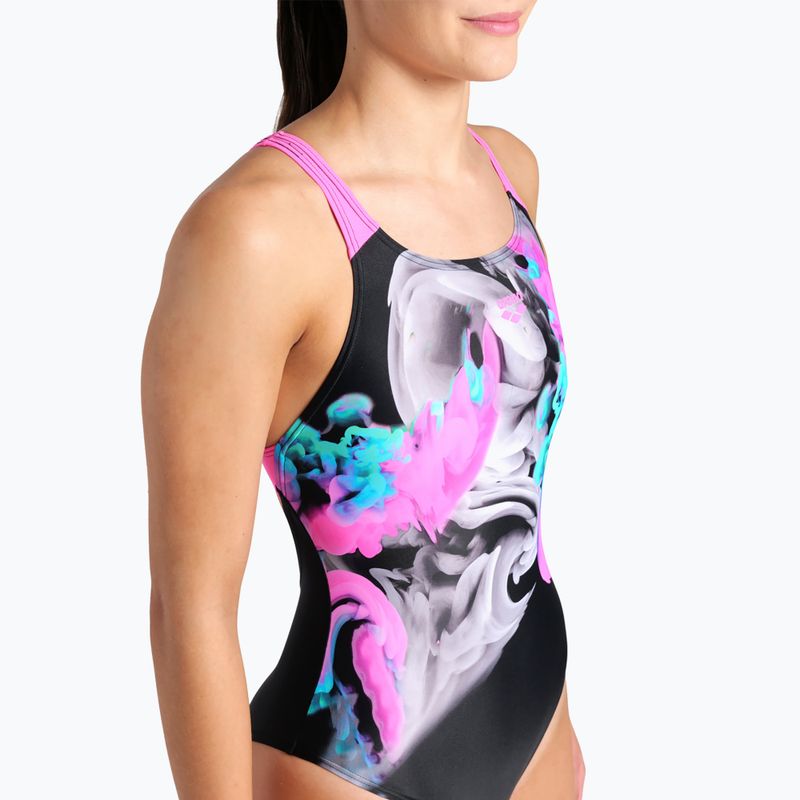 Costume da bagno intero donna arena Imaginary Swim Pro Back nero/ rosa shocking/multi 8