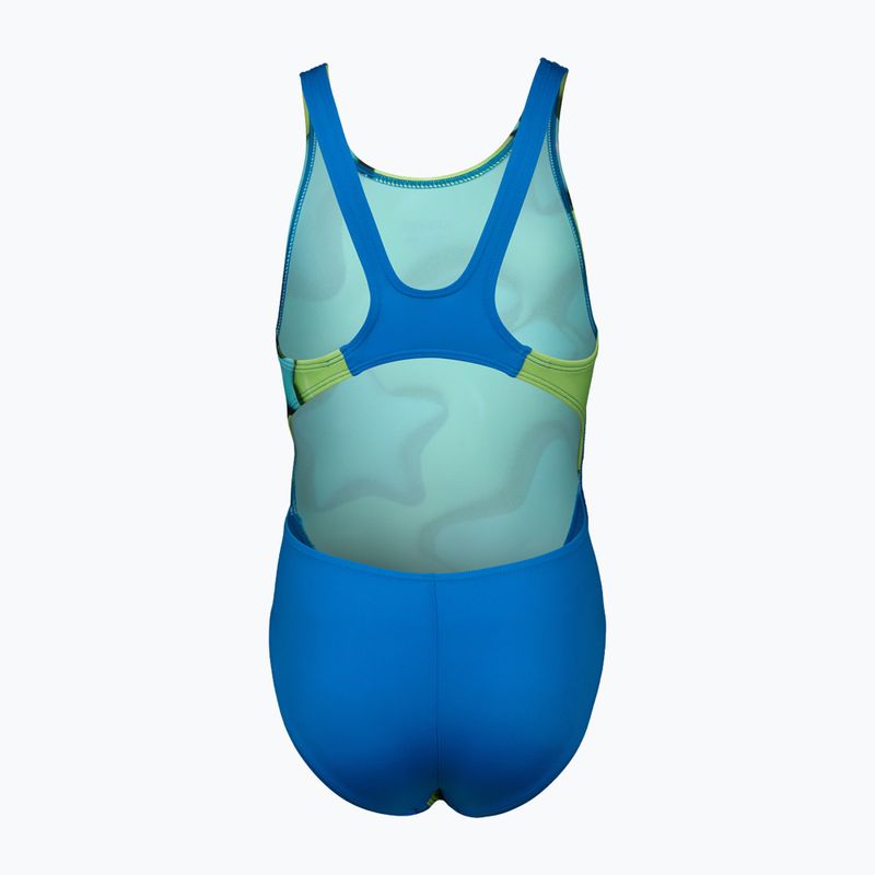 Arena Star Shaped Swim Tech L costume intero da bambino blu fiume/verde tenero/multi 2