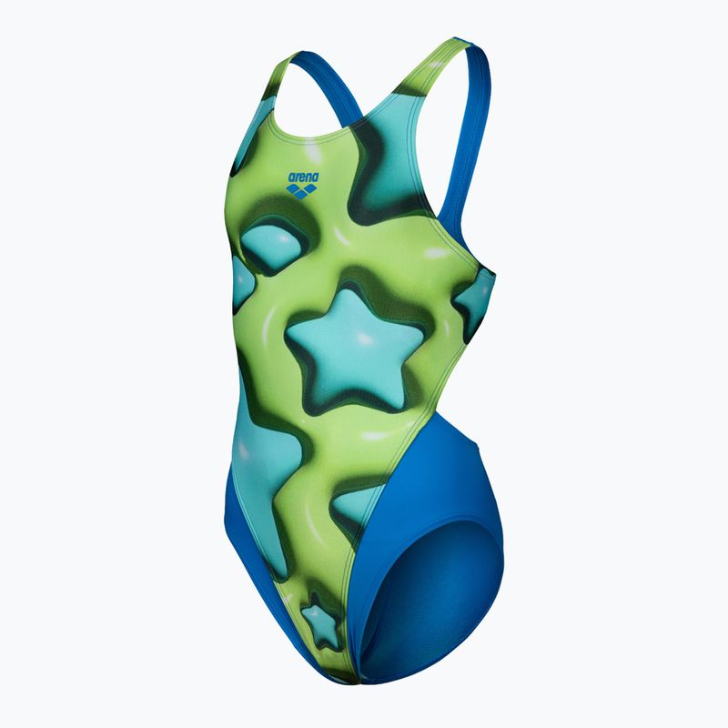 Arena Star Shaped Swim Tech L costume intero da bambino blu fiume/verde tenero/multi 3