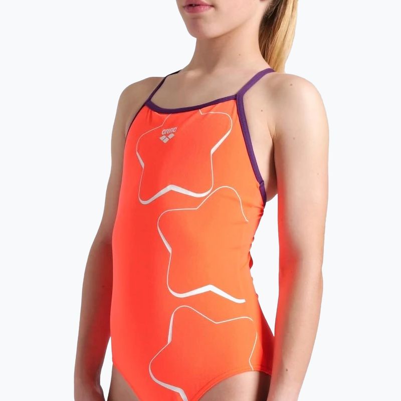 Costume intero Arena Star Graphic Lightdrop Back corallo brillante / prugna per bambino 4