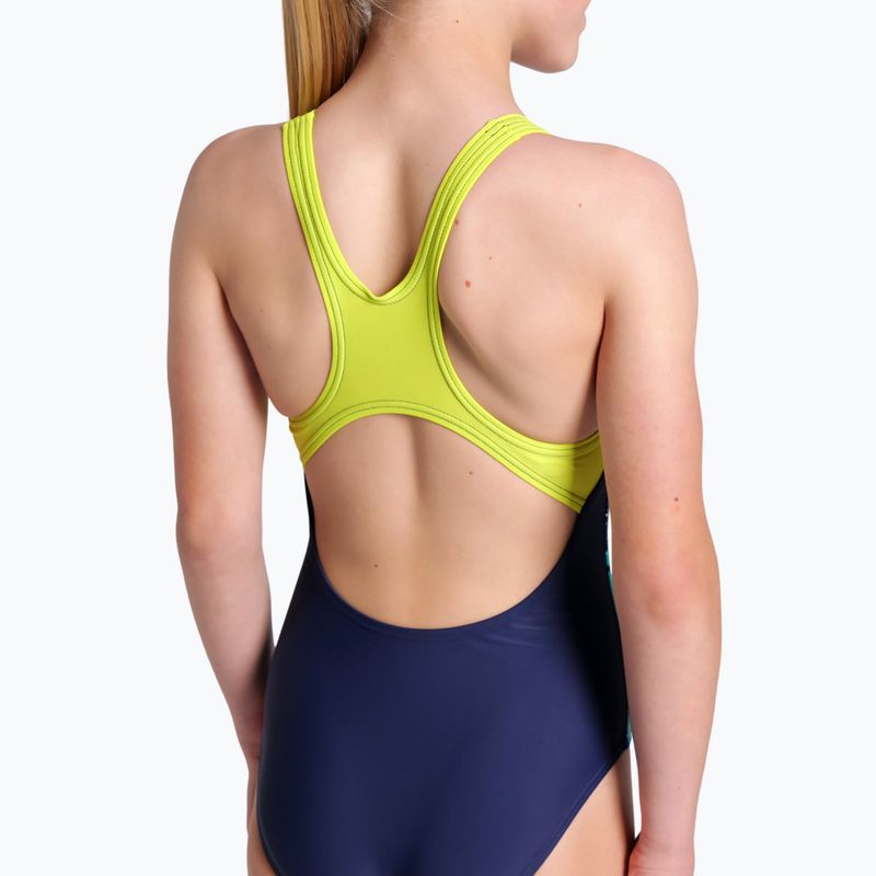 Costume intero per bambini arena Light Tricks Swim Pro Back navy/verde tenue/multi 9