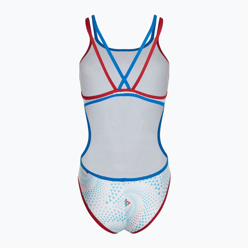 Costume intero donna arena One Fireflow Double Cross rosso/blu river/bianco multi 2