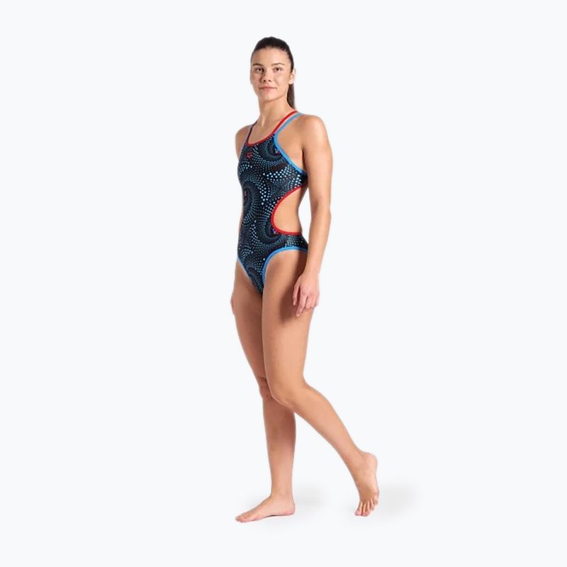 Costume intero donna arena One Fireflow Double Cross blue river/red/black multi 2