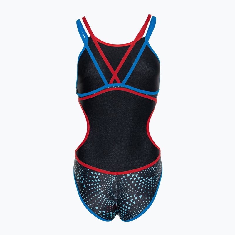 Costume intero donna arena One Fireflow Double Cross blue river/red/black multi 2