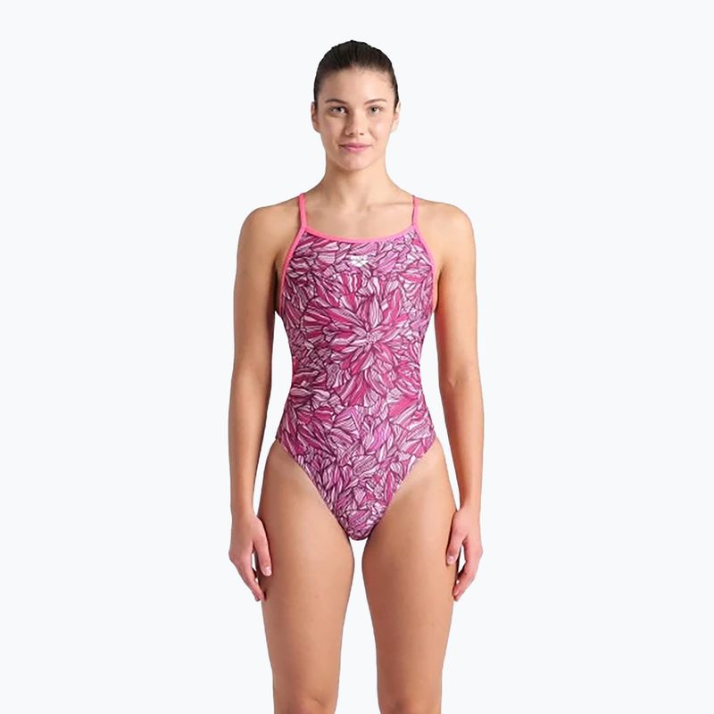Costume da bagno intero donna arena Pink Dahlia Lace Back rosa shocking/multi