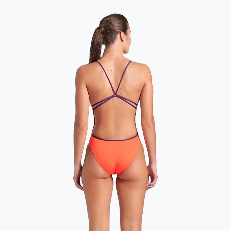 Costume da bagno intero donna arena Lace Back Solid bright coral/plum 3