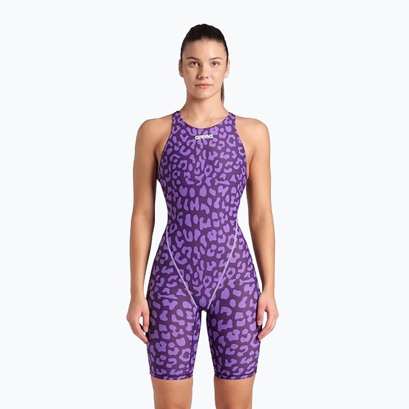 Costume intero donna arena Powerskin ST Next LE Open Back leopardato viola