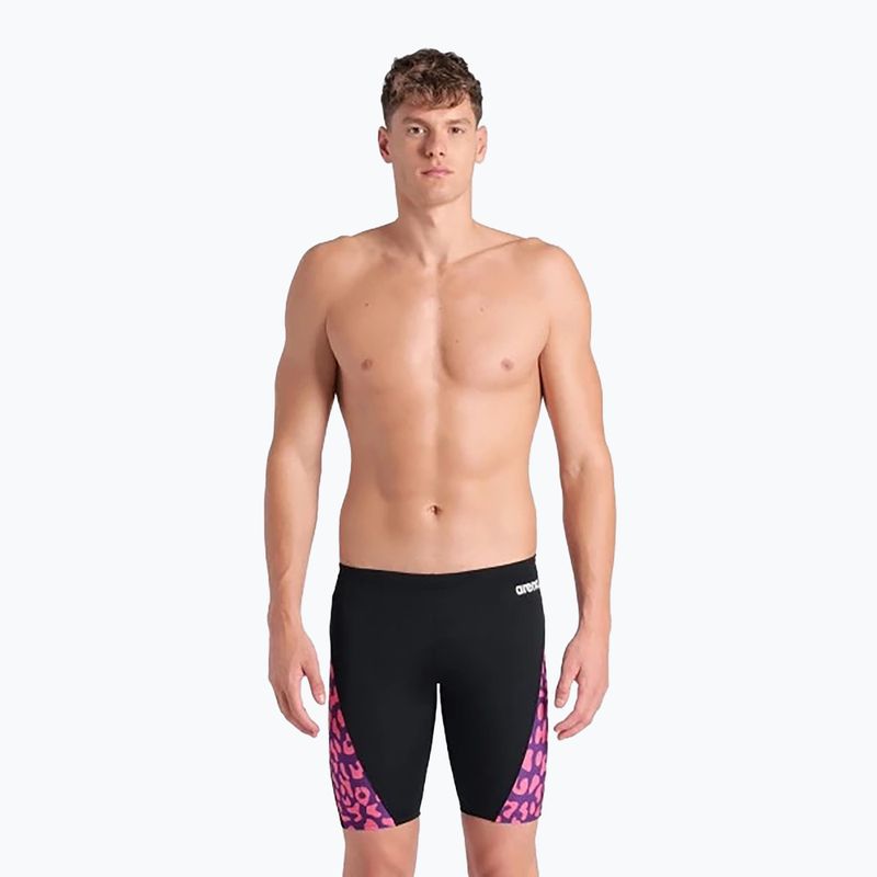 Maglia da bagno stampata arena da uomo nero/fucsia multi 4