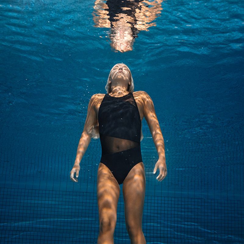 Costume da bagno intero donna arena Mesh Angle Vent Back B nero 5