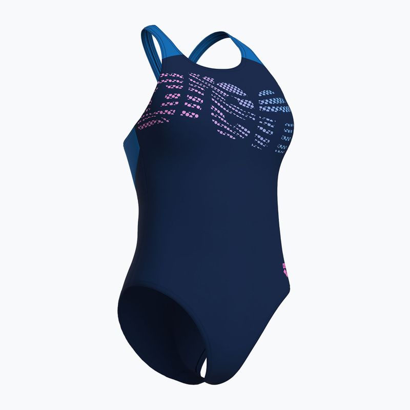 Costume da bagno intero donna arena Flowing V Back navy/turchese 3