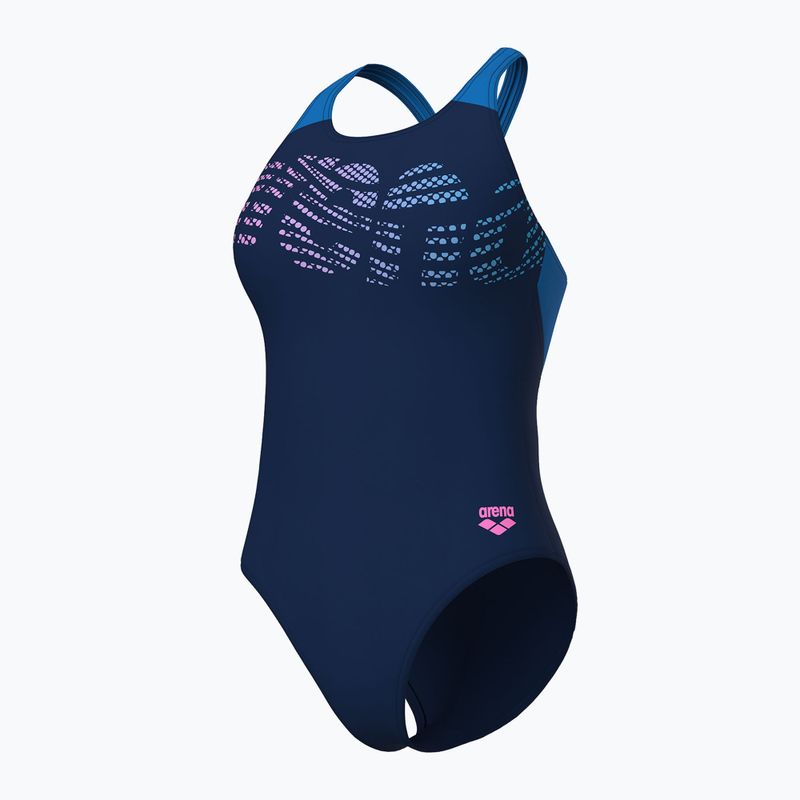 Costume da bagno intero donna arena Flowing V Back navy/turchese 4