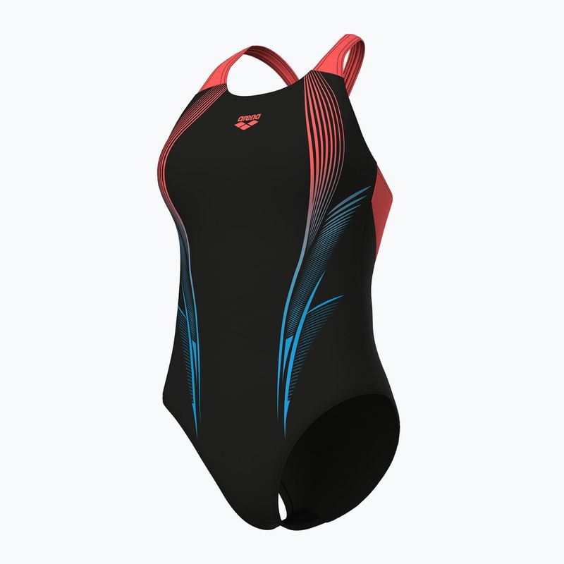 Costume da bagno intero donna arena Blast V Back nero/calipso corallo 4