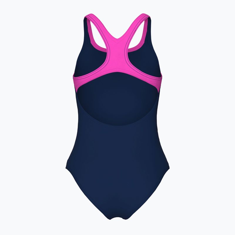 Costume da bagno intero donna arena Logo Swim Pro navy/rosa shocking 2