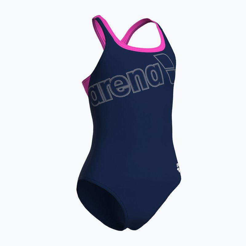 Costume da bagno intero donna arena Logo Swim Pro navy/rosa shocking 3