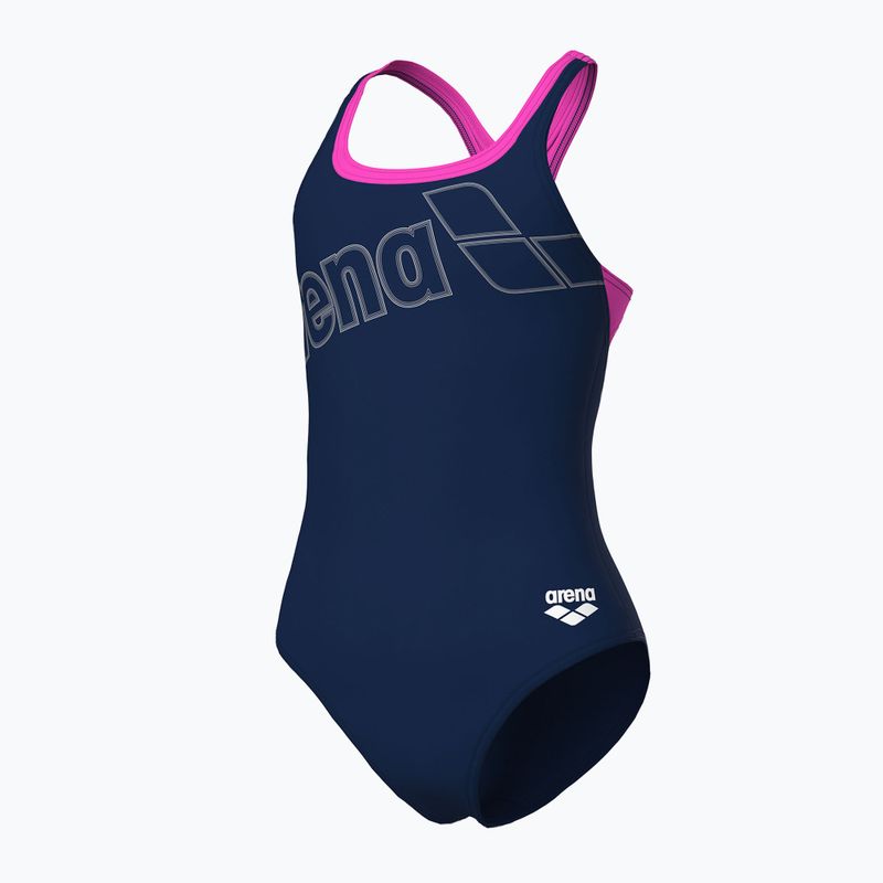 Costume da bagno intero donna arena Logo Swim Pro navy/rosa shocking 4