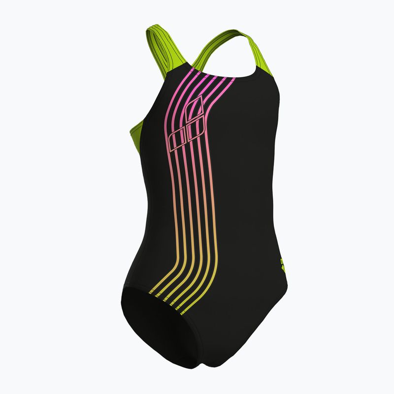 Costume intero Arena Sound Track Swim Pro Back nero/artico lime per bambini 3