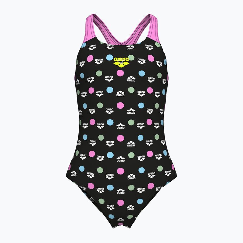 Costume intero per bambini arena Multiple Dot Swim Pro Back multi nero/orchidea