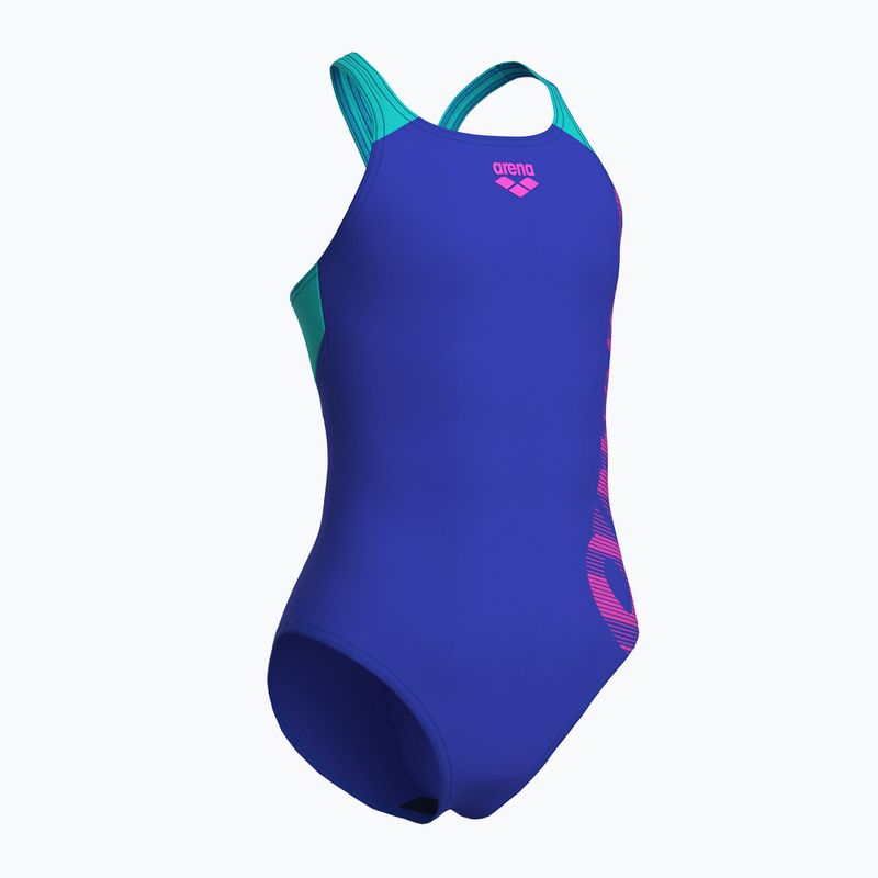 Costume intero Arena Graphic V Back indaco/acqua per bambini 3