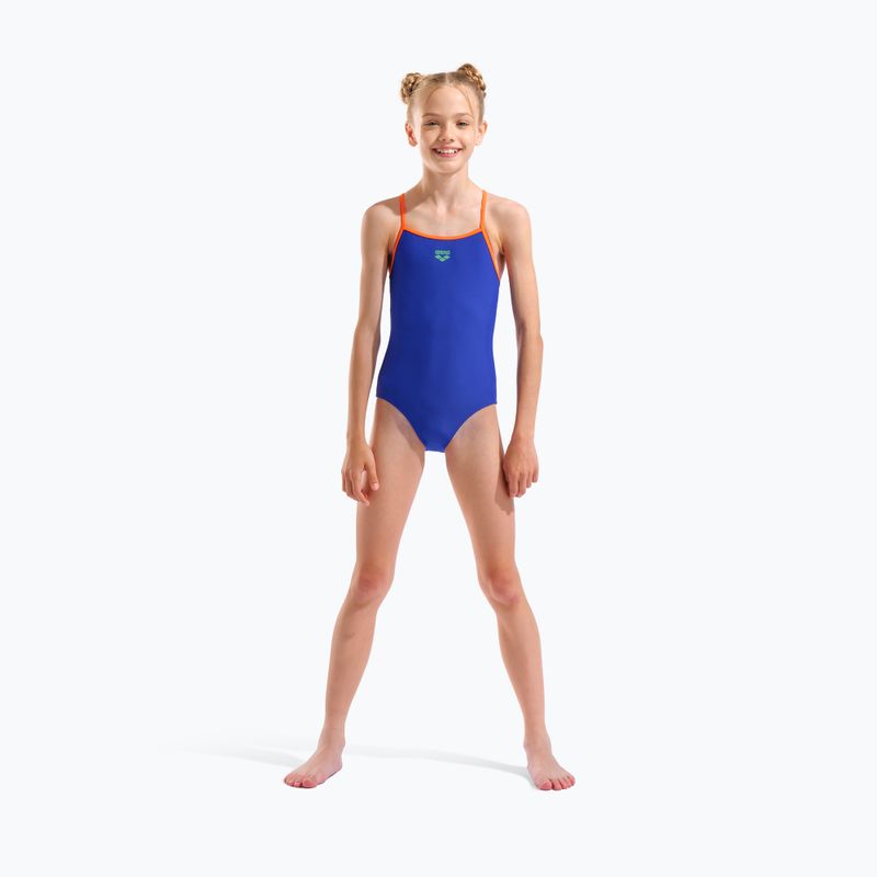 Costume da bagno intero bambino arena Light Drop Solid neon blue/team orange/team orange 6