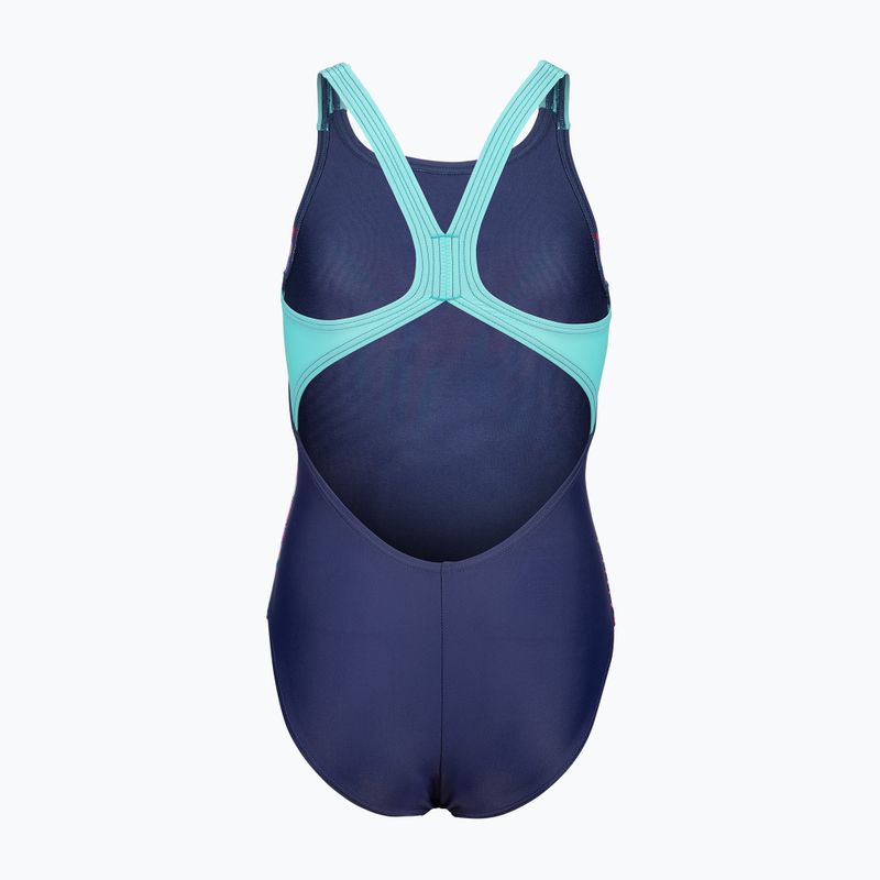 Costume da bagno intero per bambini arena Lit Logo V Back L navy/water 2